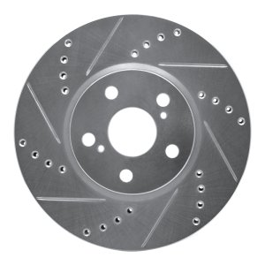 Pontiac Vibe Brake Rotor (1) - Front Left - R1 Concepts - Drilled & Slotted - Silver - `08-`19